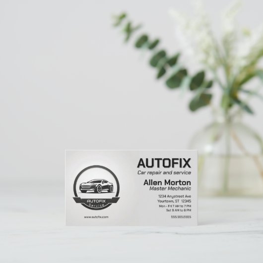 自動車修理自動車部品修理サービス 名刺 (スタンド正面)