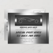 自動車売上高のイベントの招待-フェイクな金属、自動ロゴ インビテーションポストカード (正面/裏面)