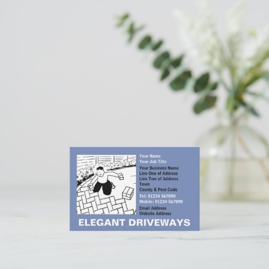 自動車工事請負業者の漫画 名刺 (スタンド正面)