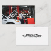 自動車整備士が自動車で作業 名刺 (正面/裏面)