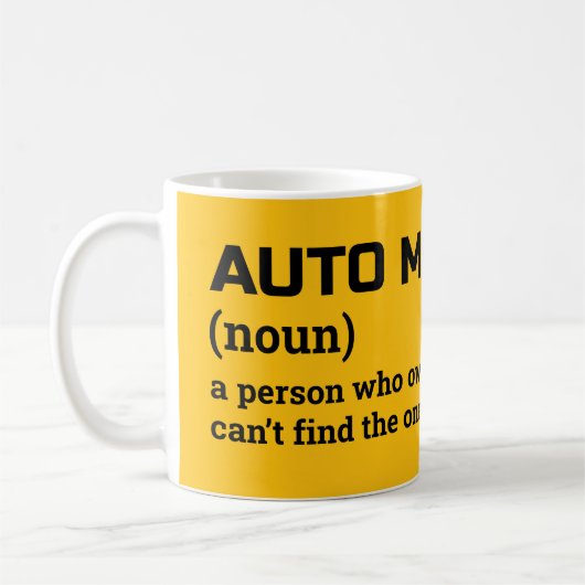 自動車整備士の定義 – ジョーク コーヒーマグ コーヒーマグカップ (左)
