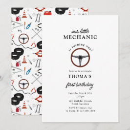 自動車整備士の工具 男の子 誕生日 招待状