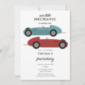 自動車整備士の自動車工具 男の子 誕生日1周年 招待状 (正面)