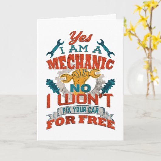 自動車整備士は自由な車のためのあなたの車を修理しません カード (黄色い花)