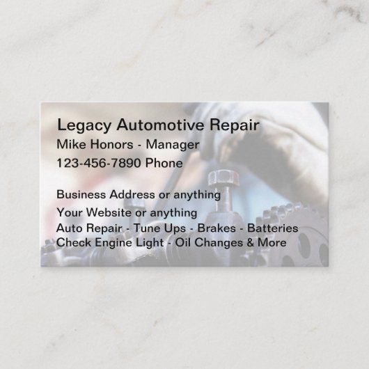 自動車整備士ユニーク編集可能名刺 名刺 (正面)