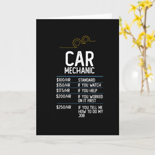 自動車整備士修理ガレーおもしろいジギフト贈呈アイディア カード (黄色い花)
