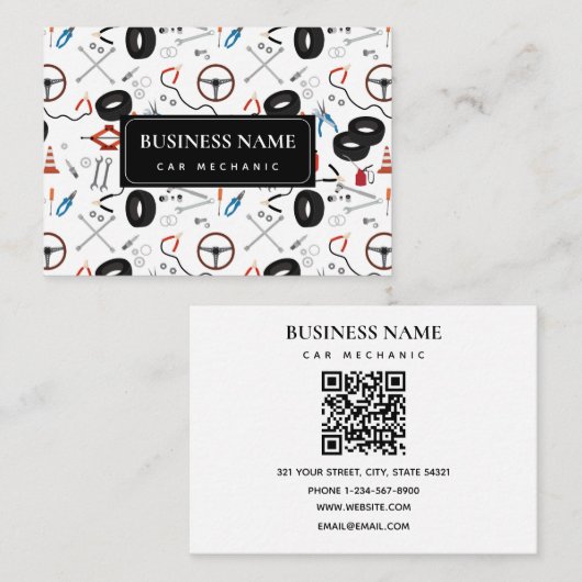自動車整備士車のツールQRコード 名刺 (正面/裏面)