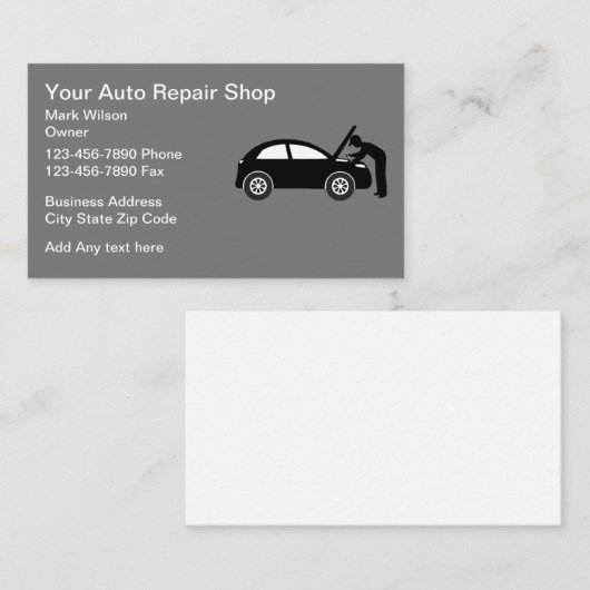 自動車整備士車の修理 名刺 (正面/裏面)