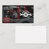 自動車整備士車庫で自動車エンジンを使用 名刺 (正面/裏面)