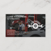 自動車整備士車庫で自動車エンジンを使用 名刺 (正面)