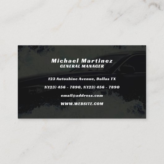 自動車水跳ね車の水中競技名刺 名刺 (裏面)