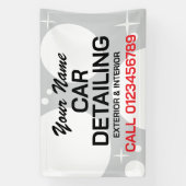 自動車洗浄事業の詳細を広告示す車 横断幕 (縦)