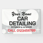 自動車洗浄事業の詳細を広告示す車 横断幕 (横)