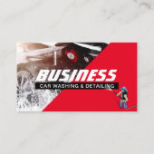 自動車洗浄車の赤クリーニングの詳細 名刺 (正面)