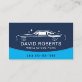 自動車洗車ブルーきらめくの詳細モバイル自動車 名刺 (正面)