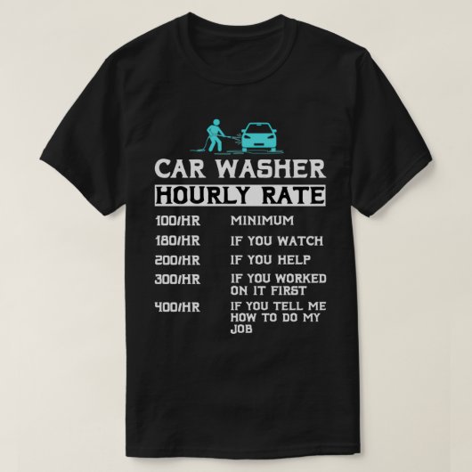 自動車洗車時給の洗車機車の関 Tシャツ (デザイン正面)