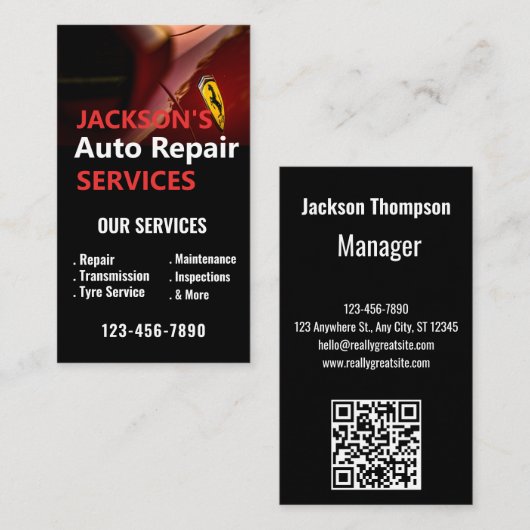 自動車洗車詳細圧力自動修理 名刺 (正面/裏面)