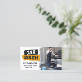 自動車洗車・コーティング・ワックス・ホワイト・イエロー 名刺 (スタンド正面)