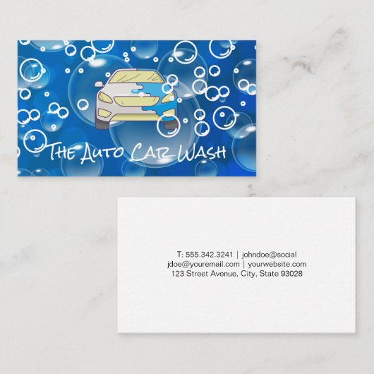 自動車洗車 | シャボン玉背景 名刺 (正面/裏面)