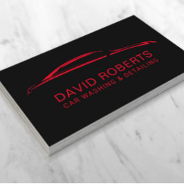 自動車洗面ブラック車のとレッドの詳細 名刺