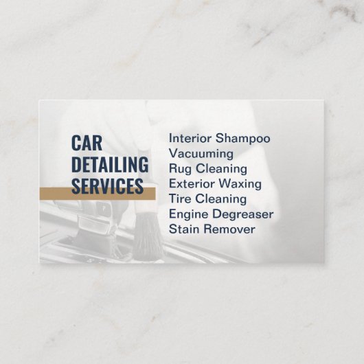 自動車清掃サービスを詳述する車 名刺 (裏面)