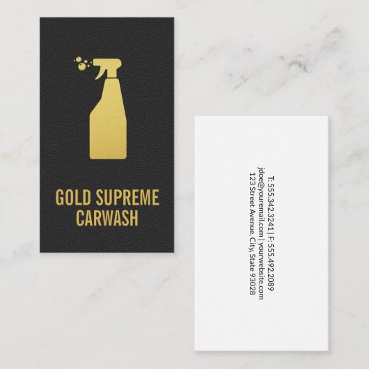 自動車清掃サービス |革の背景 名刺 (正面/裏面)
