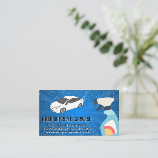 自動車清掃 | スプレー手洗い 名刺 (スタンド正面)