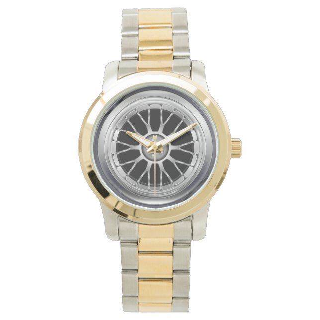 自動車用タイヤのスチールホイール時計 腕時計 (正面)