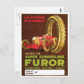 自動車用タイヤ、フラーヴィンテージ、自動車用タイヤ ポストカード (正面/裏面)