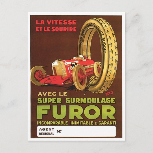 自動車用タイヤ、フラーヴィンテージ、自動車用タイヤ ポストカード (正面)