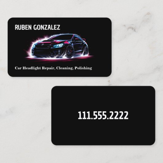 自動車用ヘッドライトレンズの復元 名刺 (正面/裏面)