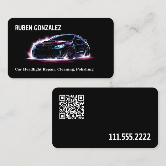 自動車用ヘッドライト復カスタム元QR 名刺 (正面/裏面)