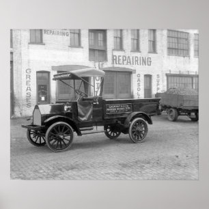 自動車用品配達トラック、1915年。ヴィンテージ写真 ポスター