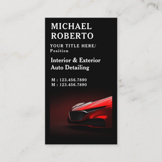 自動車自動インテリア詳細洗浄洗浄サービス 名刺 (正面)