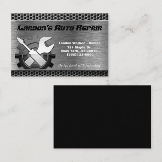 自動車自動整備士エンジン修理サービス 名刺 (正面/裏面)