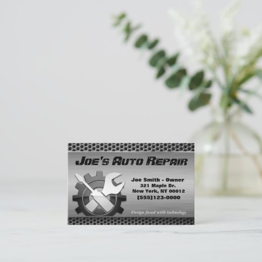 自動車自動整備士エンジン修理サービス 名刺 (スタンド正面)
