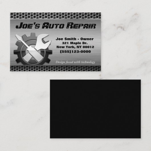 自動車自動整備士エンジン修理サービス 名刺 (正面/裏面)