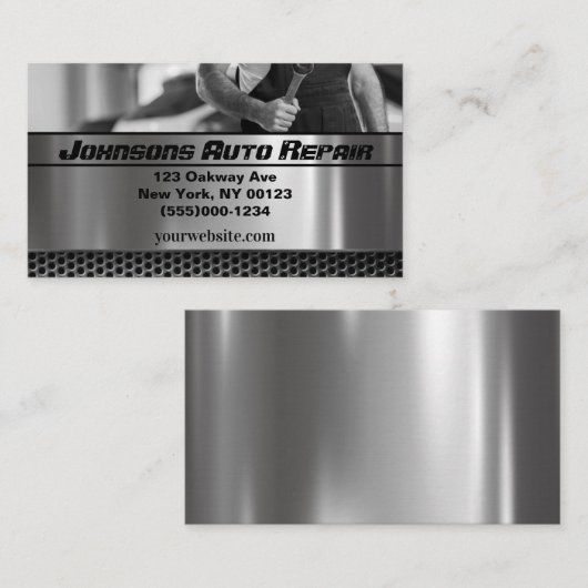 自動車自動整備士修理サービス名刺 名刺 (正面/裏面)