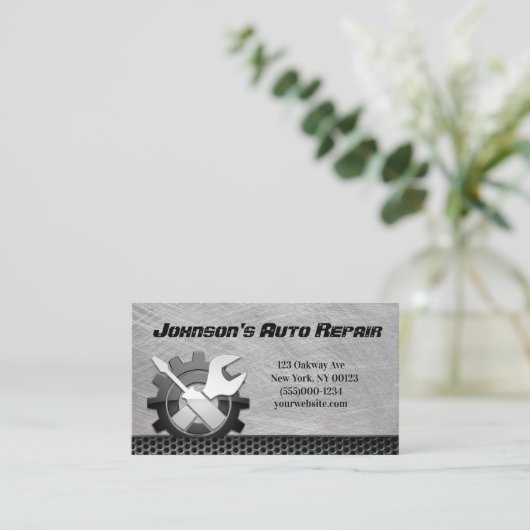 自動車自動整備士修理サービス名刺 名刺 (スタンド正面)