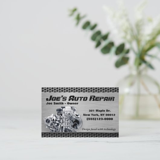 自動車自動整備士修理モーターサービス 名刺 (スタンド正面)