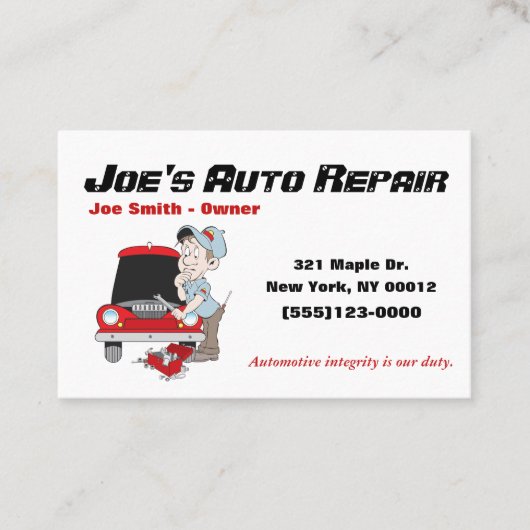 自動車自動整備士修理モーターサービス 名刺 (正面)