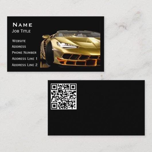 自動車自動詳細洗車サービスQRコードビジネス 名刺 (正面/裏面)