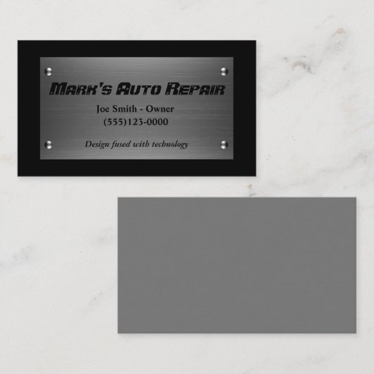自動車自動鋼プレート整備士修理サービス 名刺 (正面/裏面)