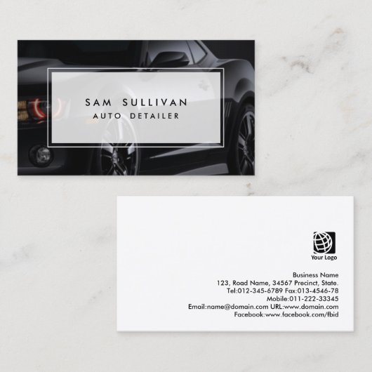 自動車詳細光沢のある黒い車のプロファイ車のル 名刺 (正面/裏面)