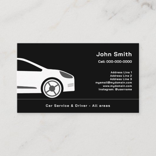自動車販売または車のドライバー黒の名刺 名刺 (正面)