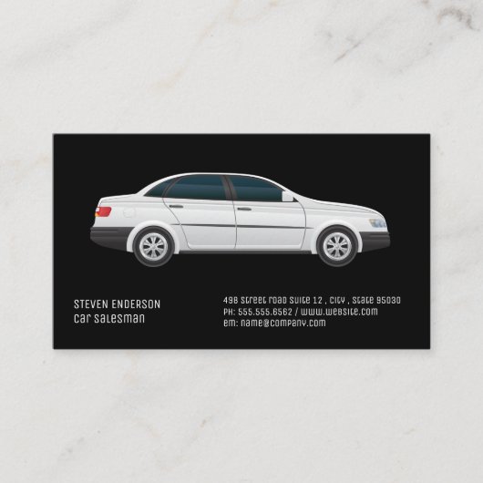 自動車販売員 | ホワイトカーアイコン名刺 名刺 (正面)