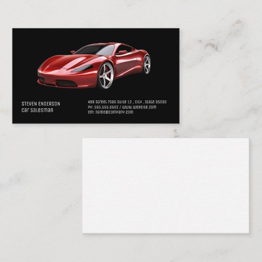 自動車販売員 | レッドスポーツカー 名刺 (正面/裏面)