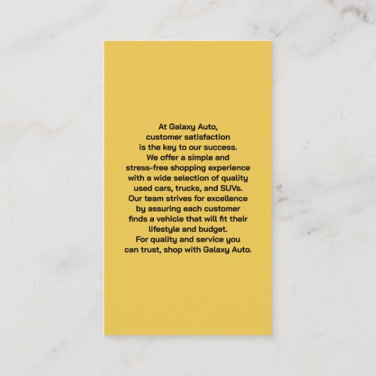自動車販売店の中古車の名刺 名刺 (裏面)