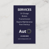 自動車販売店の自動修理プロフェッショナル 車の 名刺 (裏面)