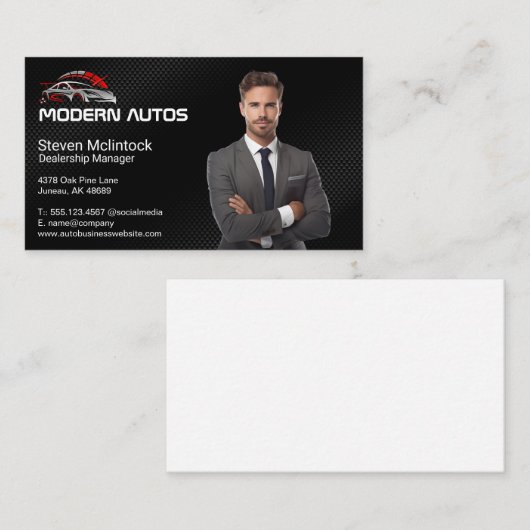 自動車販売店ビジネスマン | レースカーロゴ 名刺 (正面/裏面)